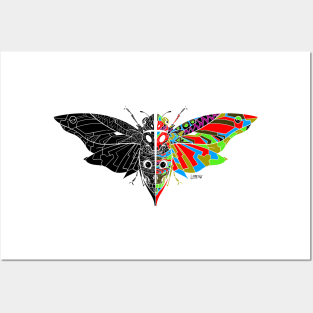 dark cicada ecopop insect cage art in death mexican patterns Posters and Art